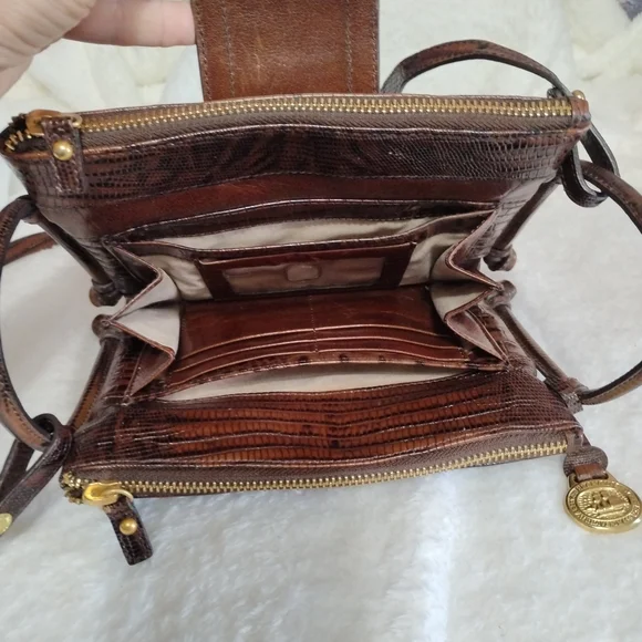 Vintage Brahmin Brown Pecan Melbourne Crossbody Leather String Wallet Organizer - Picture 6 of 13